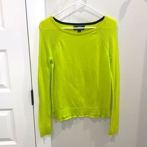 EUC Women’s Neon Yellow Green Ralph Lauren Active Ribbed Knit Crew Neck Sweater